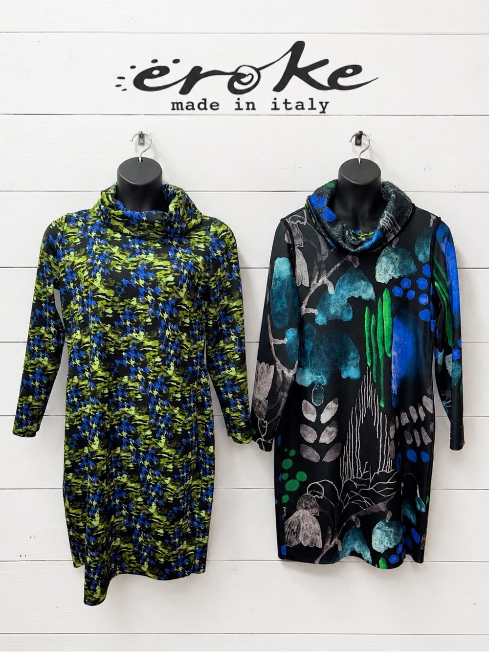 EROKE Reversible Black Blue Green Abstract Print Dress Estimated Size Small